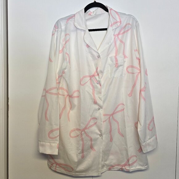 NEW Ladies Satin 2 Piece Bow Pajamas - Size XL - Picture 5 of 7